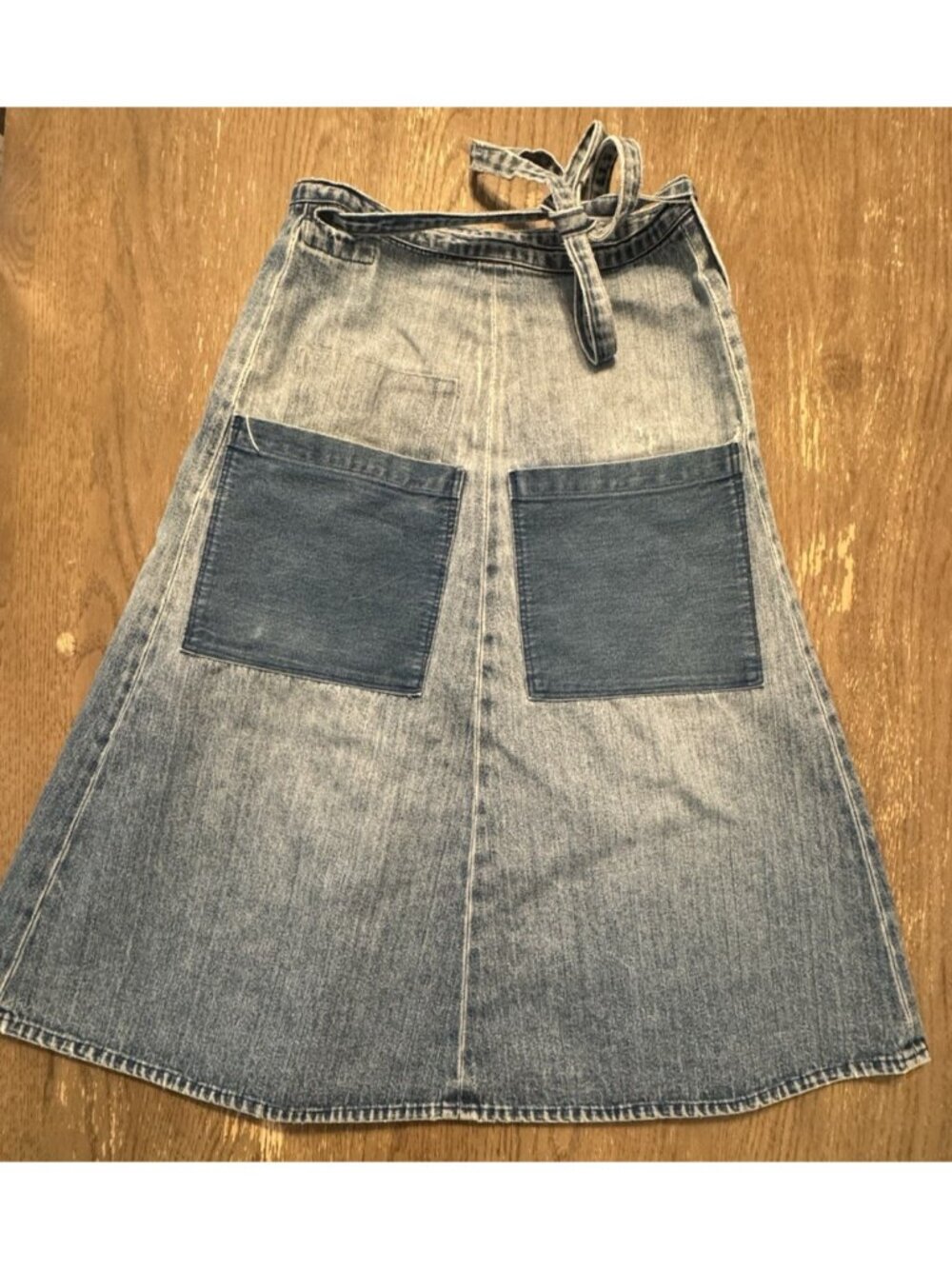 Midi Patched Denim Skirt 2 Tone Wrap Tie Punk Skater Rock y2k 90s Grunge